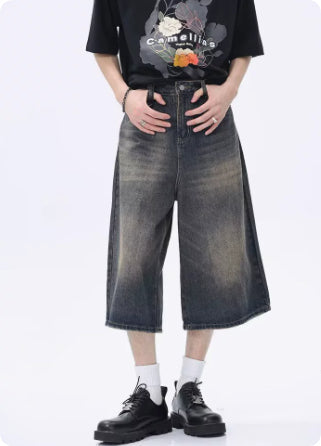 Summer Mens Capri Pants Trendy Denim ShortsAmerican Style