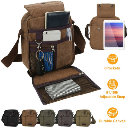 Unisex Crossbody Bags Canvas Phone Tablet PC Shoulder Bag Credit Card Key Messenger Purse