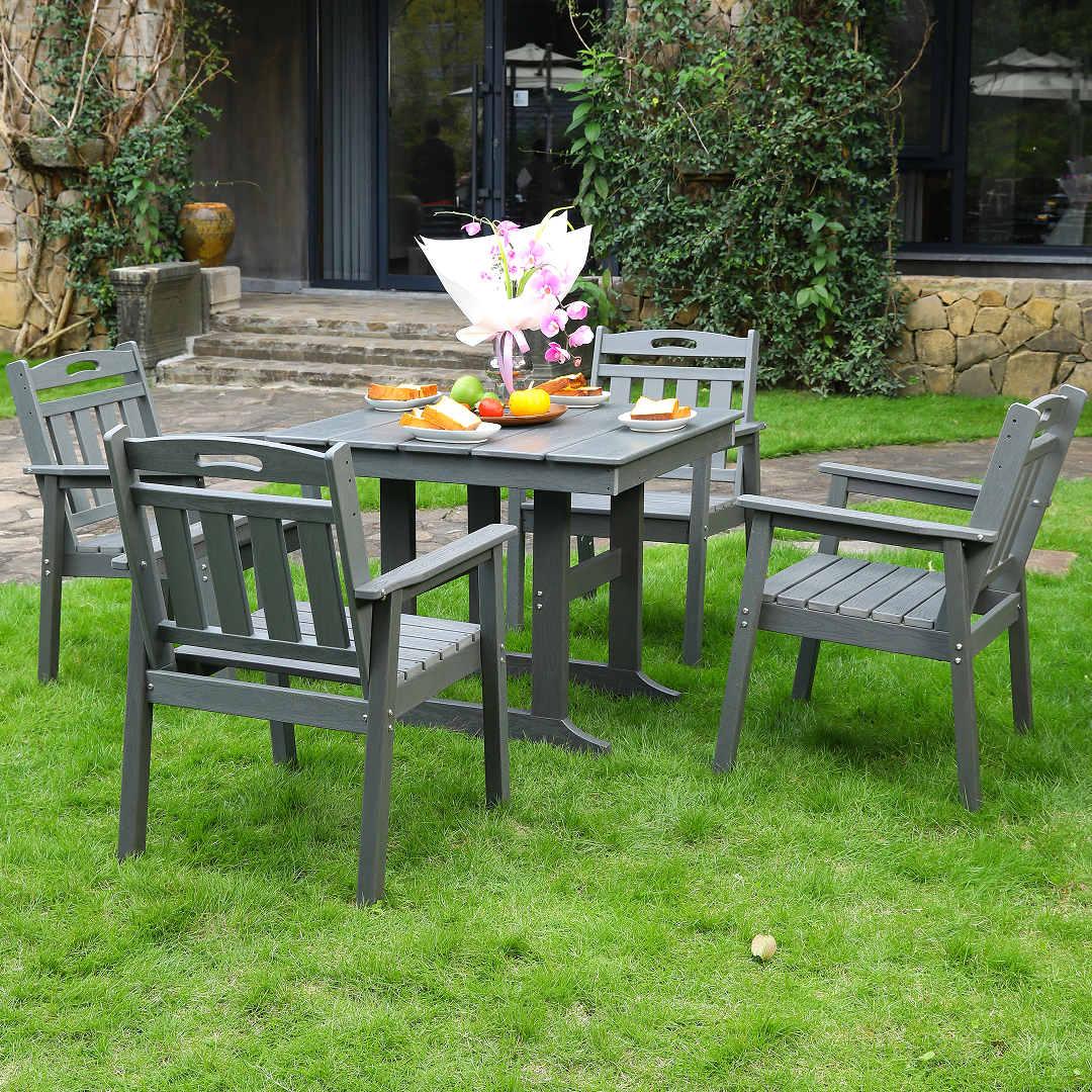 HDPE Outdoor Patio Dining Set with Table and 4 Chairs