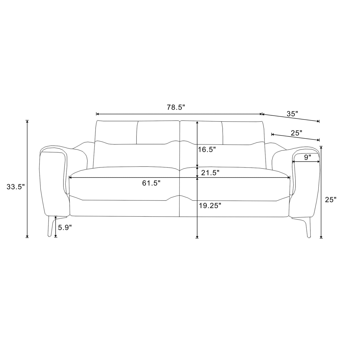 Oberle - 2 Piece Upholstered Sofa Set With Pocket Coil Seating - Charcoal