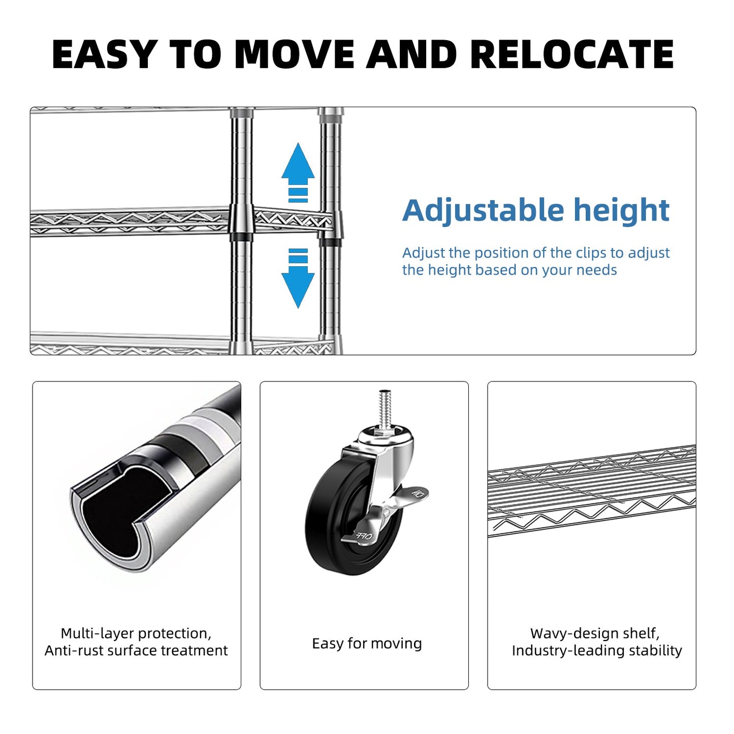 Heavy Duty Rolling Garment Rack with 3 Tiers