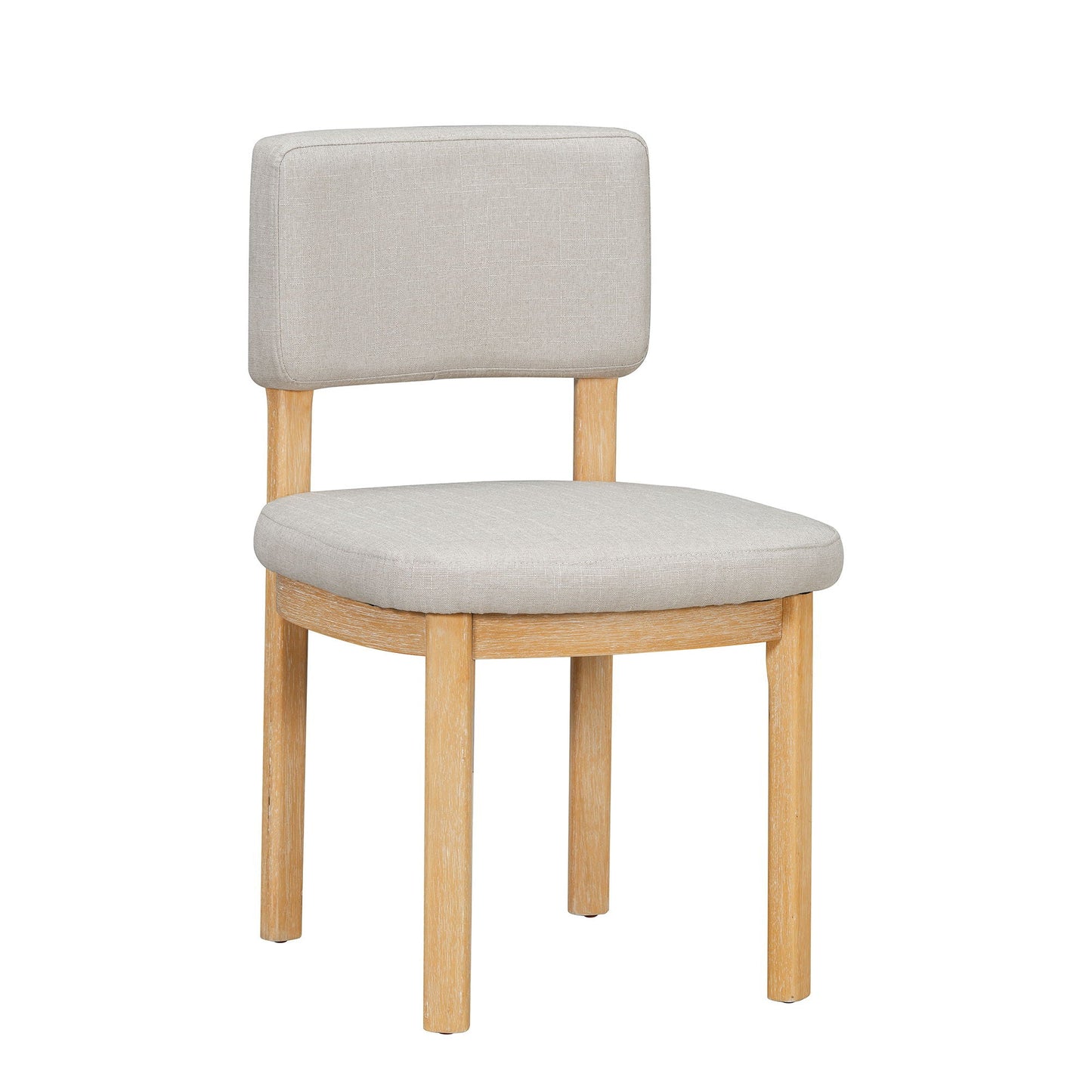 Dining Table Set With 6 Upholstered Chairs, Rectangular Table With Cutout Legs