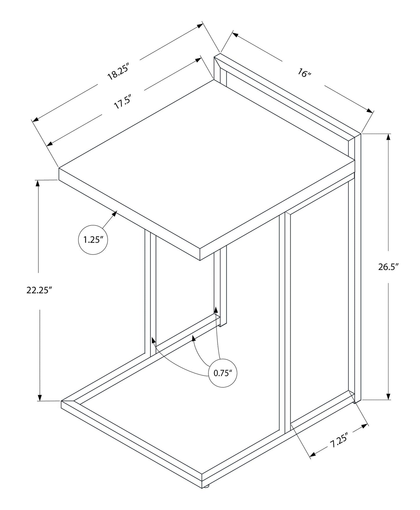 C-Shaped Accent Table, Contemporary & Modern