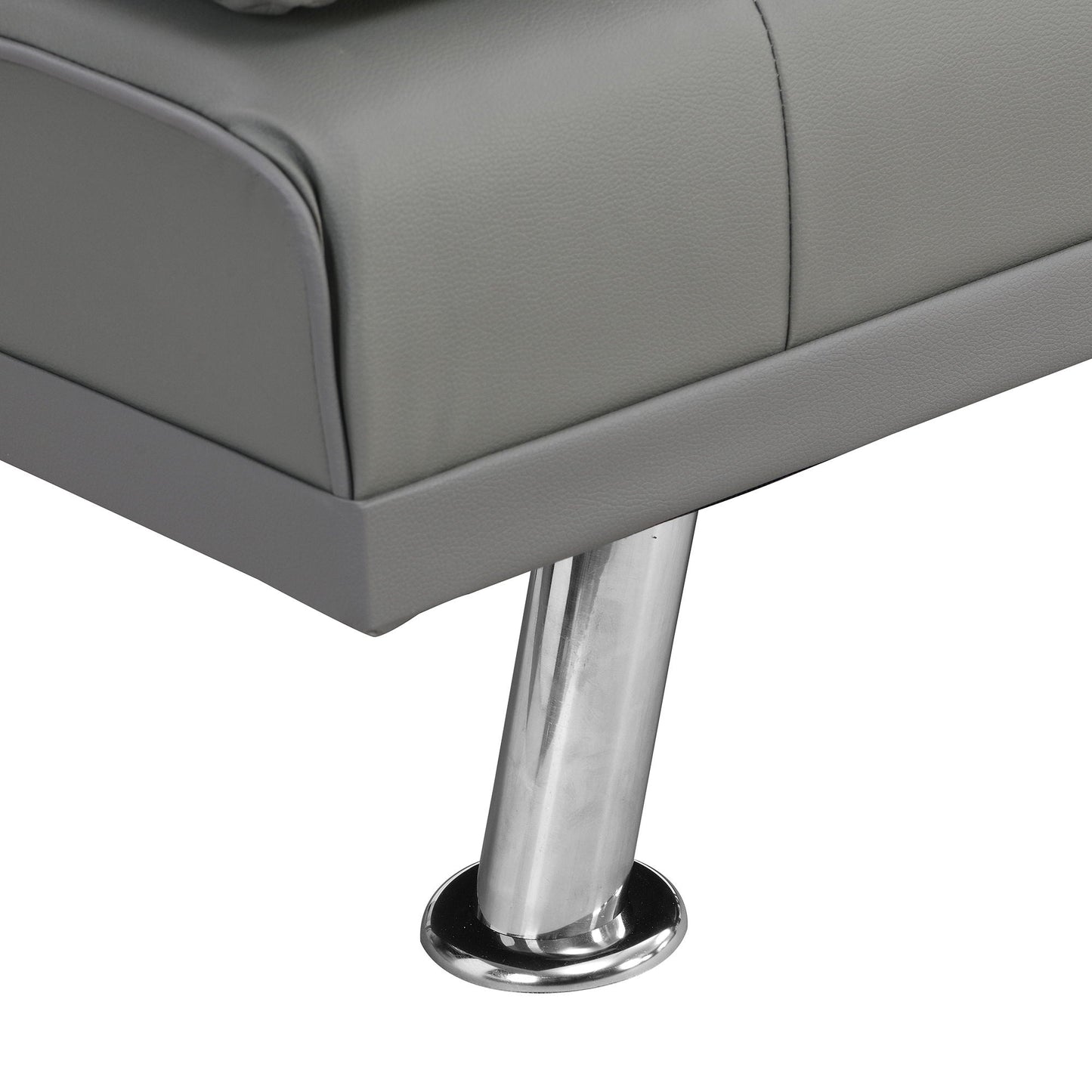 Modern Sofa Bed With Armrest 2 Holders, Wood Frame & Stainless Leg