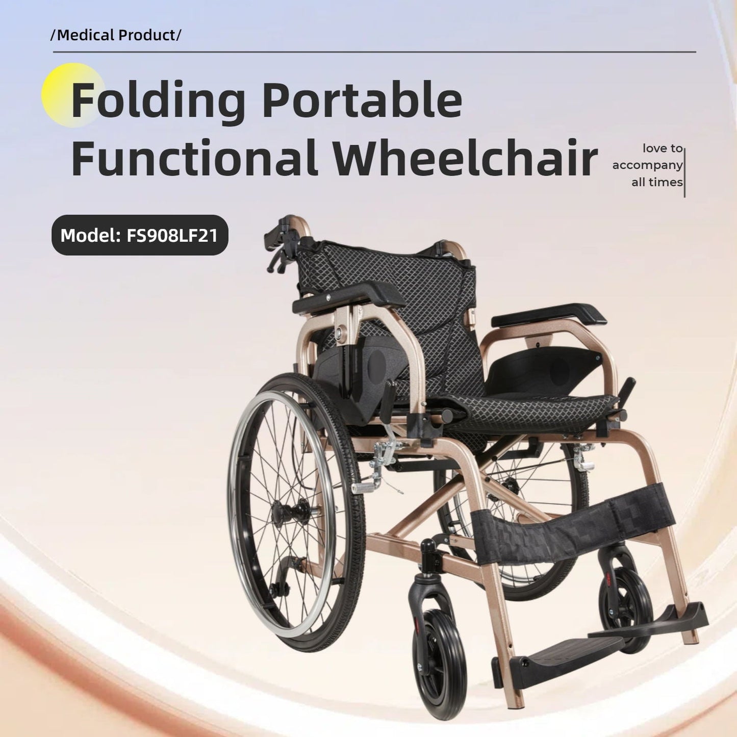 Premium Lightweight Foldable Transport Wheelchair for Adults
