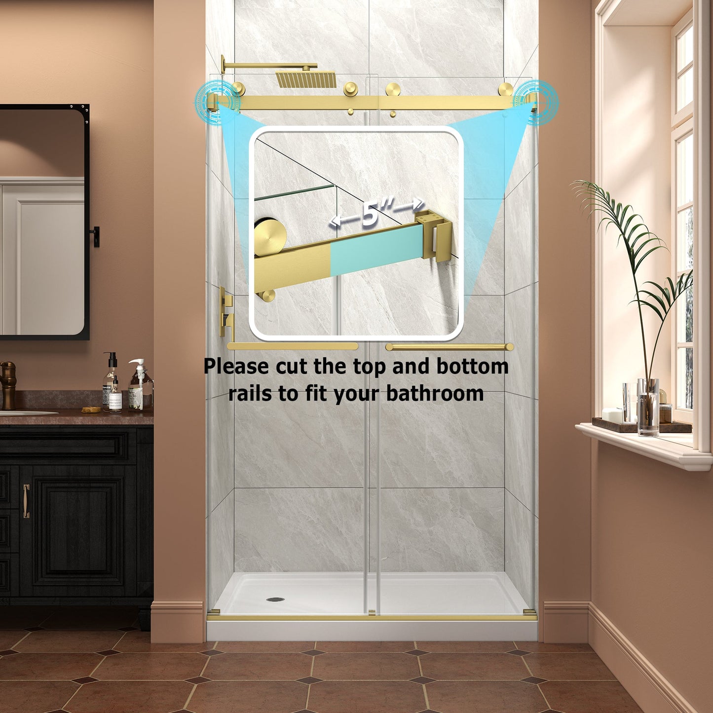 43"-48" W x 76" H Brushed Frameless Shower Door
