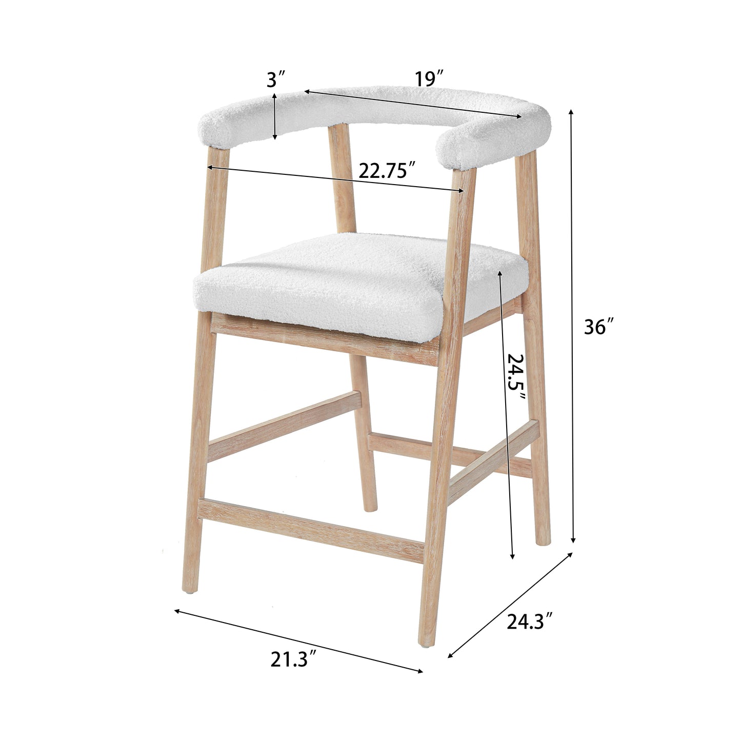 25" Seat Height Bar Stools with Back, Set of 2