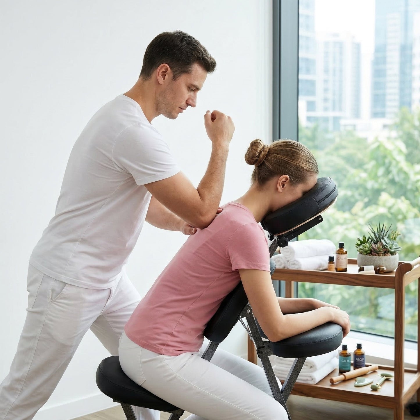 Portable Massage Chair for Tattoo and Spa with Adjustable Face Cradle and Carrying Bag