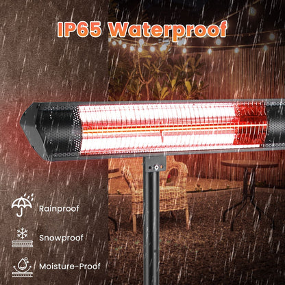 1500W Infrared Patio Heater with Stand, 3 Heat Levels & Remote