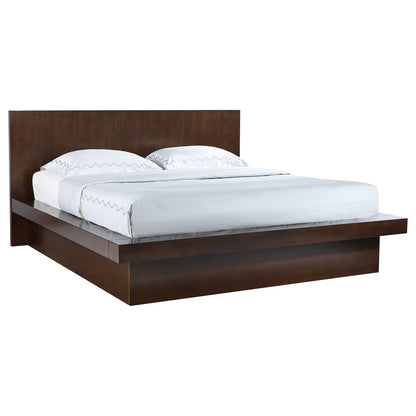 Jessica Wood Eastern King LED Panel Bed Cappuccino