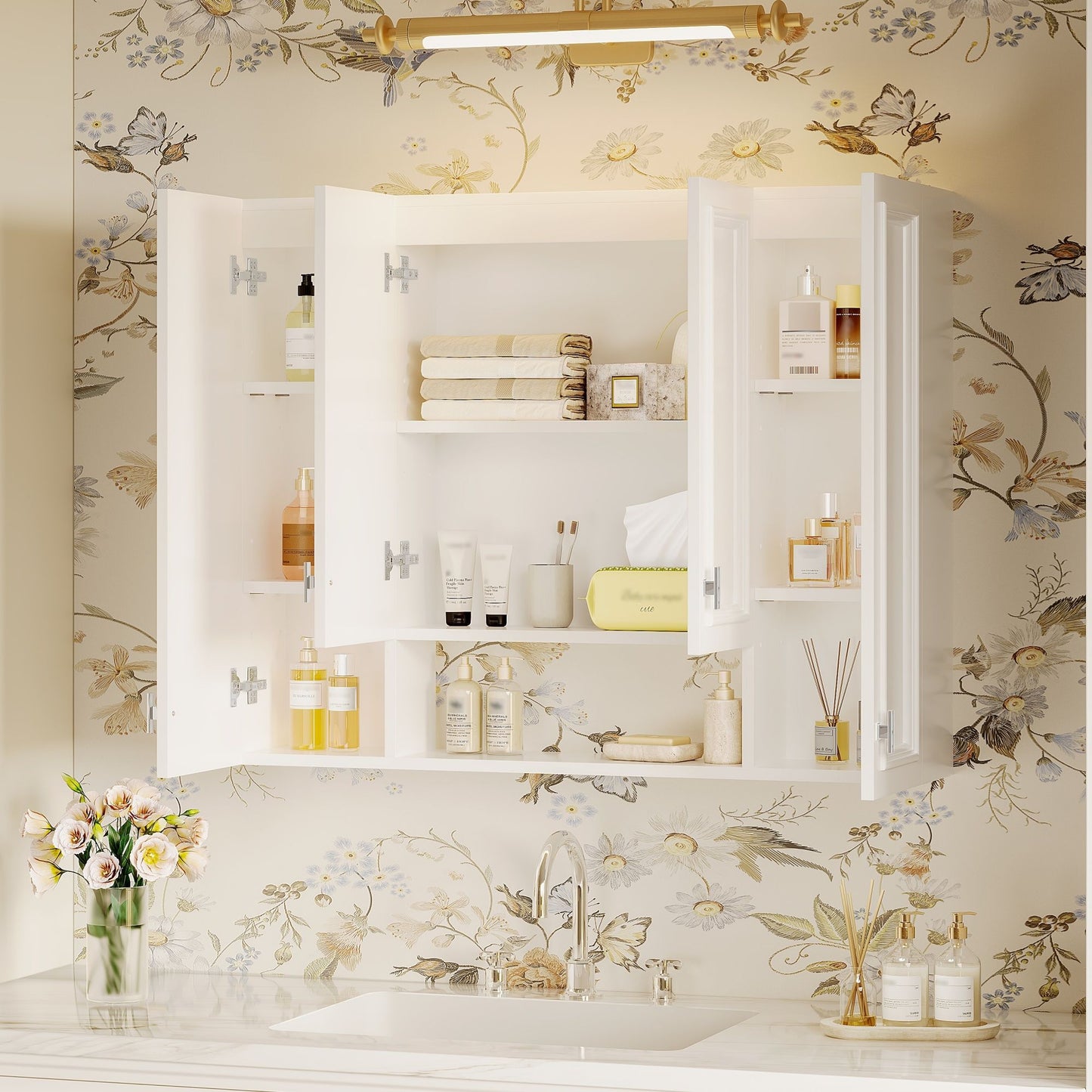 Wall Mounted Bathroom Cabinet With 5 Adjustable Shelves