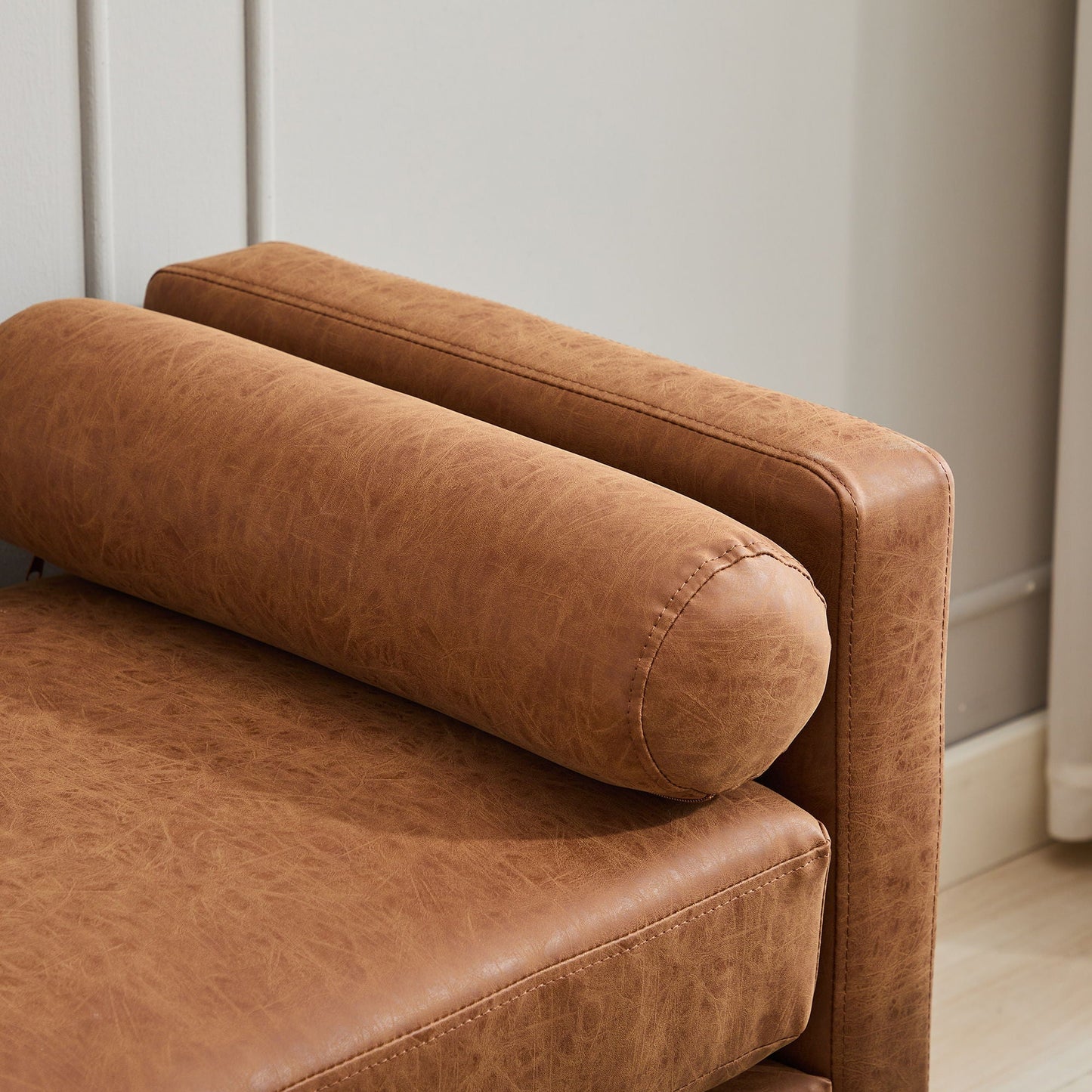 Elegant Upholstered Bench Daybed Ottoman With Bolster Pillows