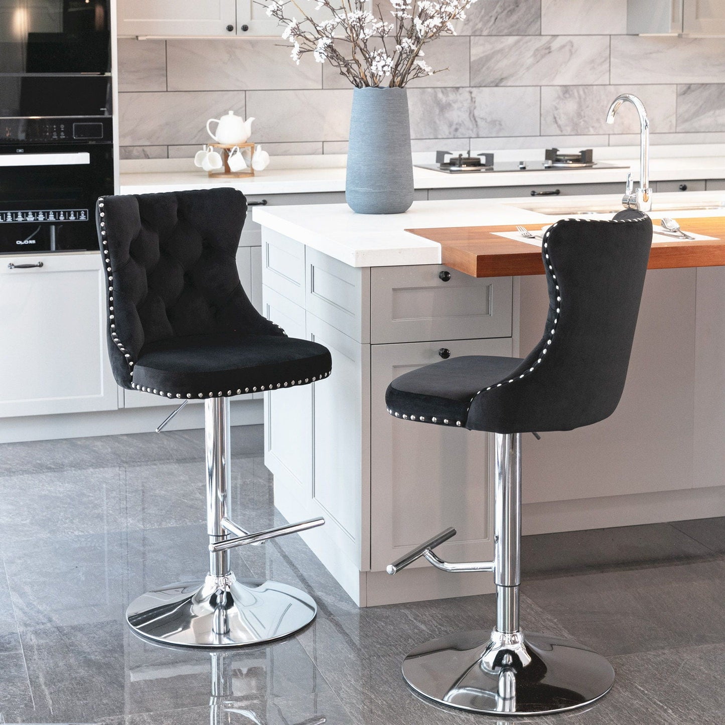 Swivel Adjustable Height Barstools Set of 2