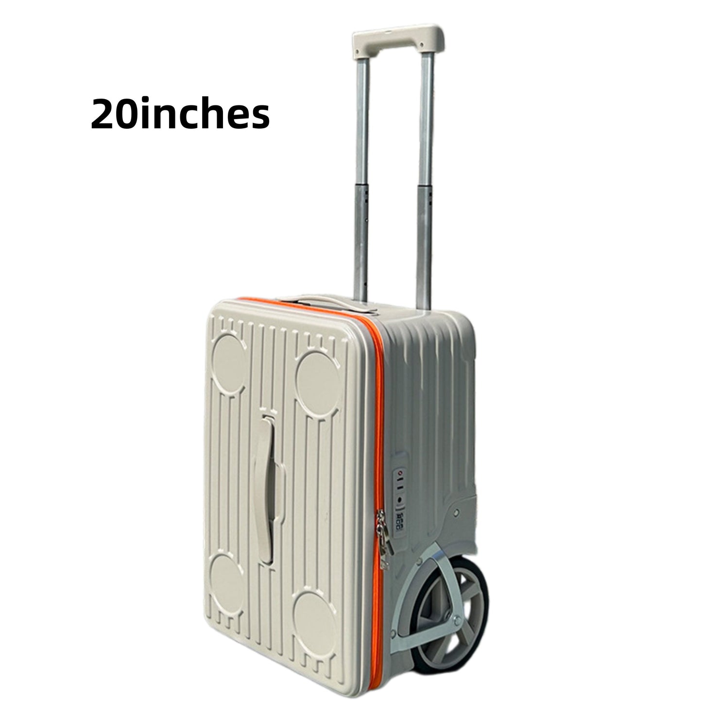 PC Material Large Wheel Luggage, 20 Inches, 24 Inches, TSA Lock, Folding Cup Holder, Outdoor Travel Luggage With Phone Holder And USB Port, Portable Rolling Luggage