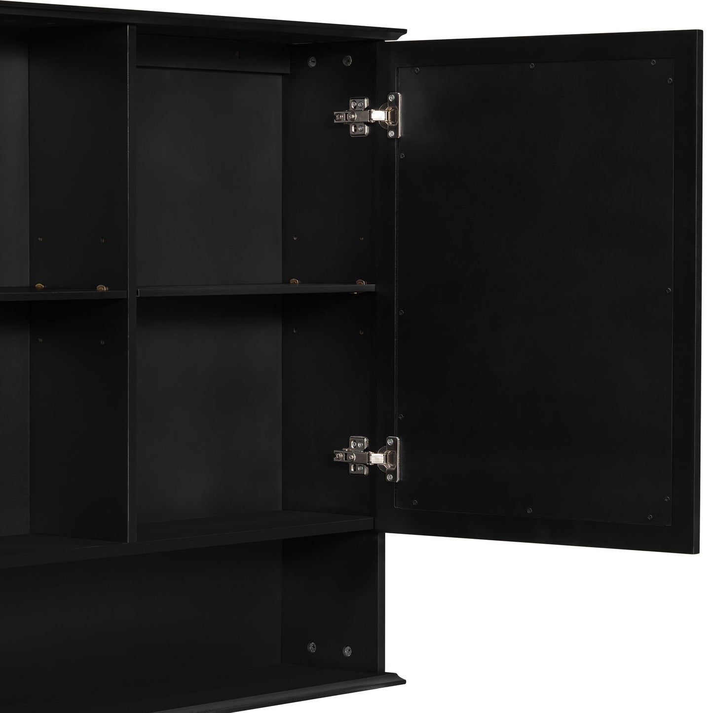 Wall Mounted Bathroom Medicine Cabinet With Double Mirrored Doors