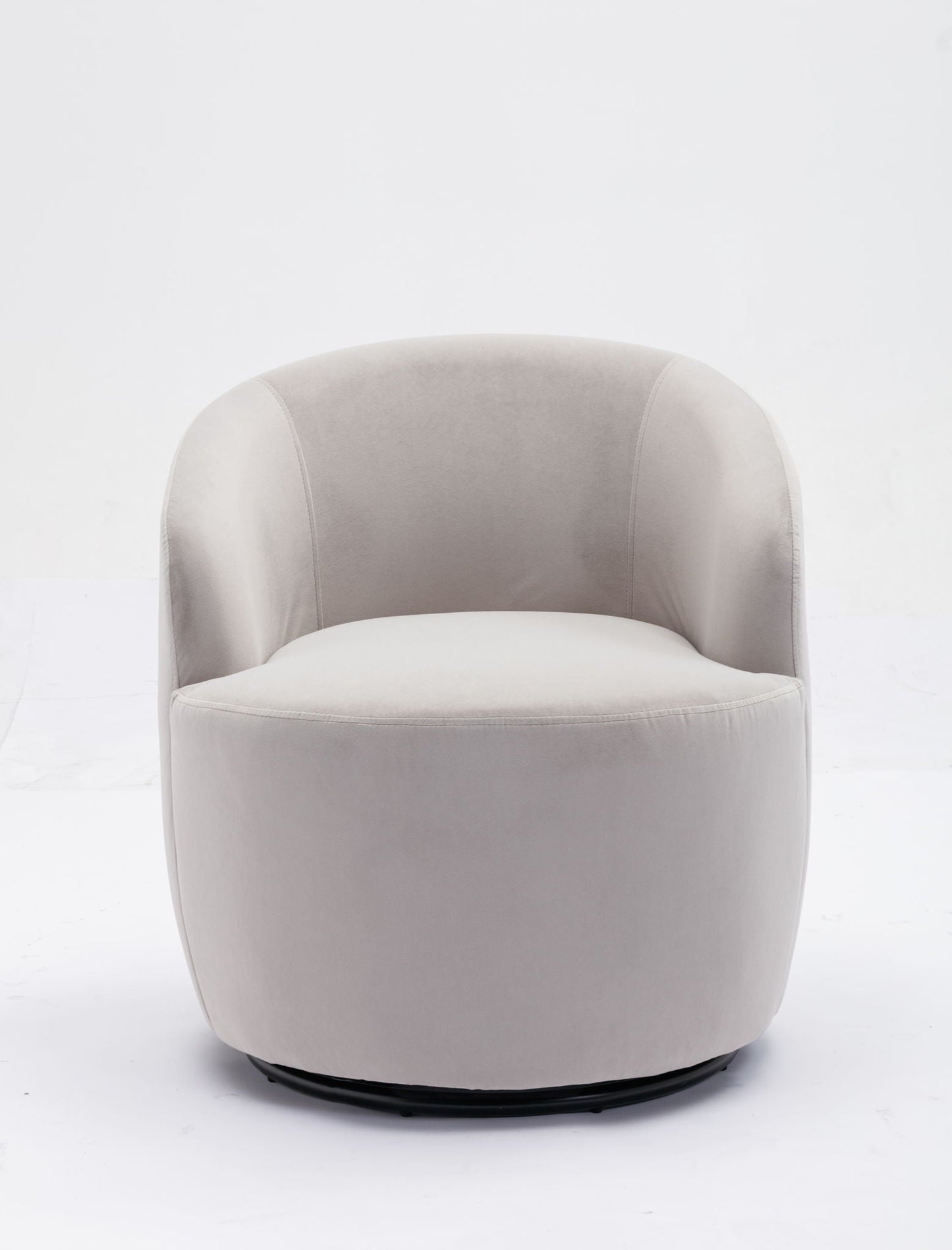 Swivel Accent Armchair Barrel Chair With Powder Coating Metal Ring