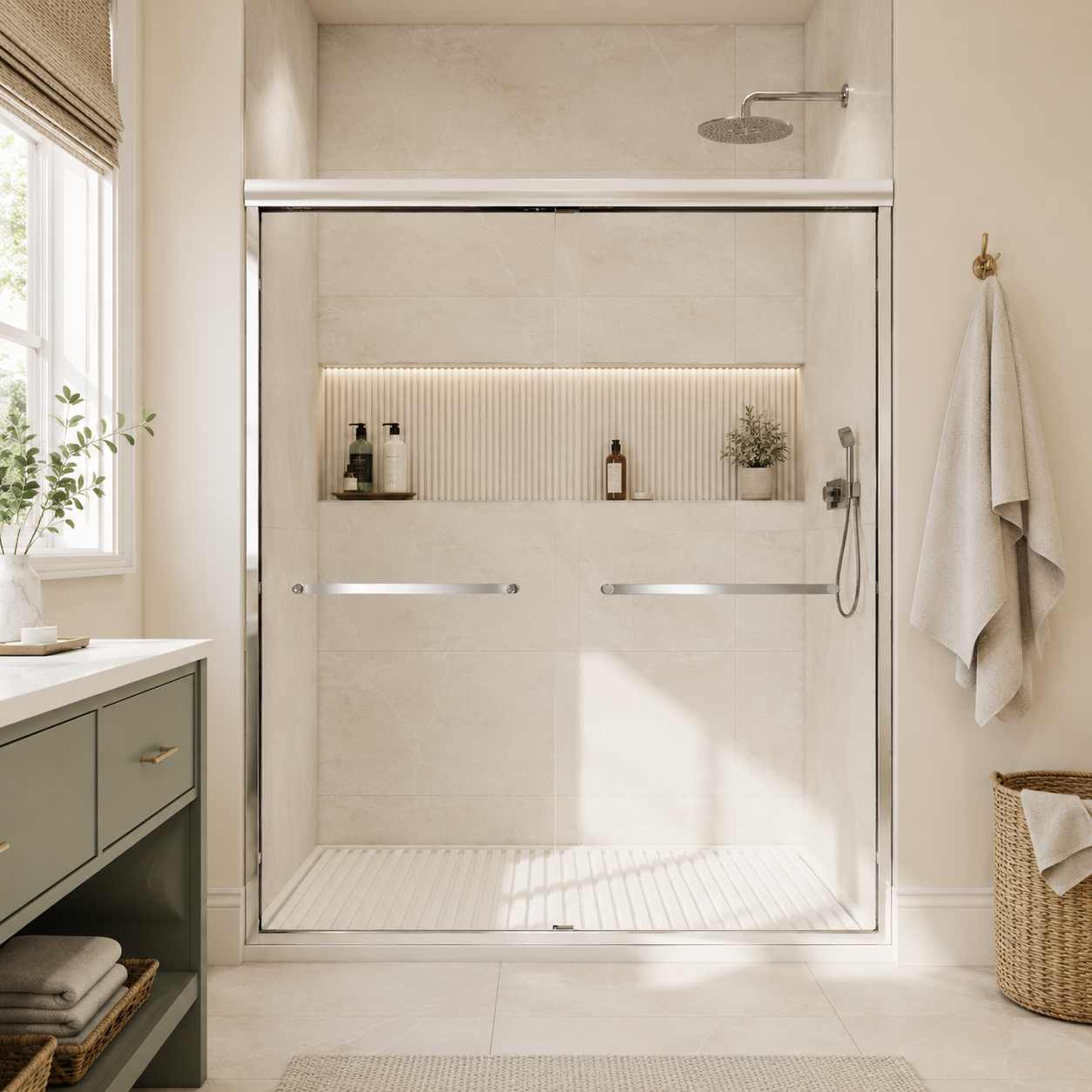 50-54" W x 72" H Framed Double Sliding Shower Door