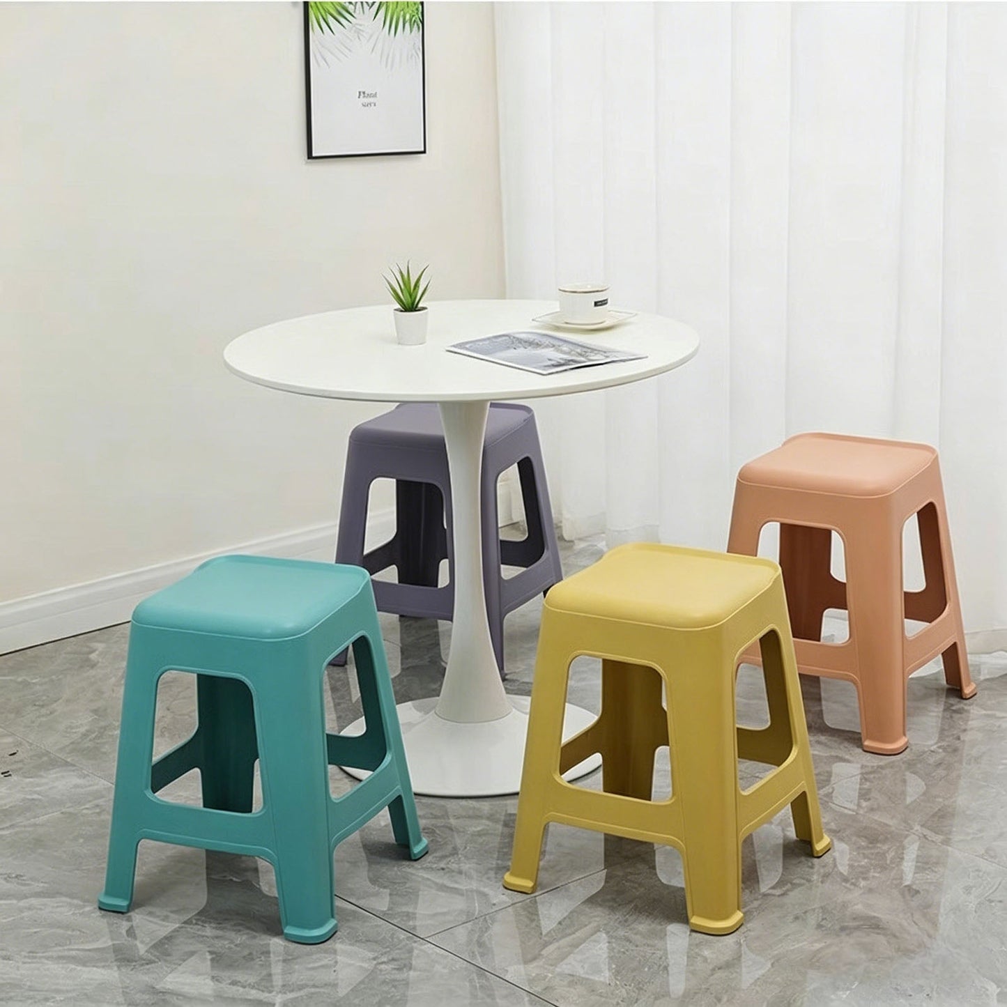 10 Pack Stackable Classroom Stools, 18.8" Height