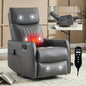 Grey Faux Leather Heat Massage Manual Recliner Chair with Rocker and Swivel