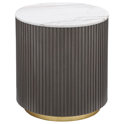 Jason 3-piece Round White Marble Coffee Table Set Charcoal