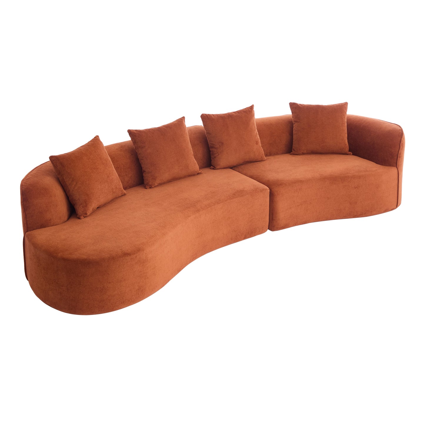 126" Curved Sectional Sofa (Dark Orange-D28 Full Foam)
