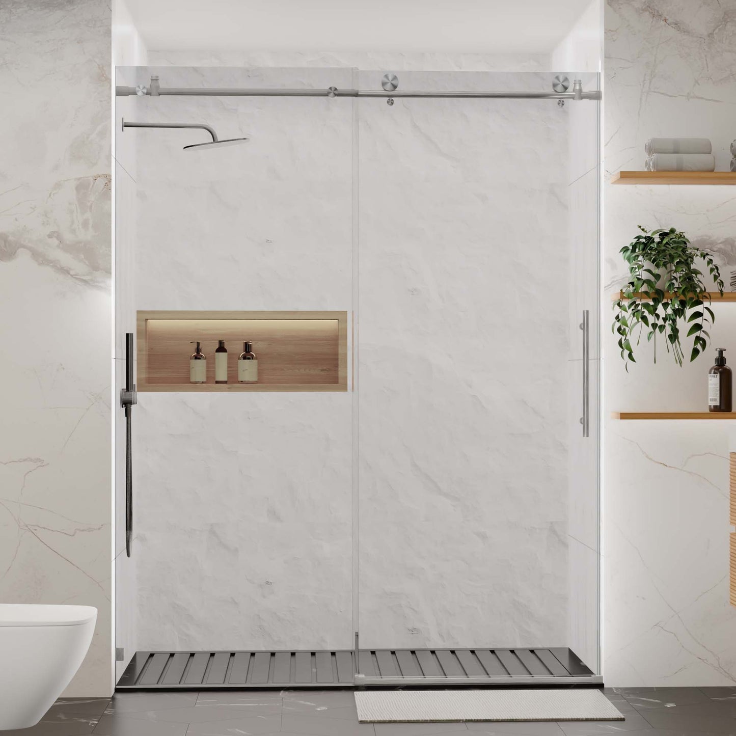 56-60"W x 76"H Frameless Sliding Shower Door
