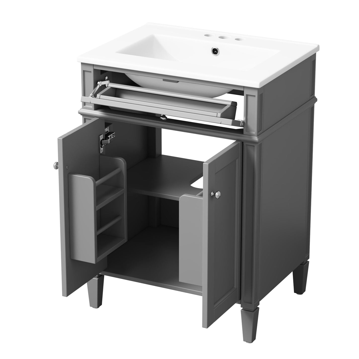 Bathroom Vanity With 2 Doors And Tip Out Drawer, Soft Closing Hinges