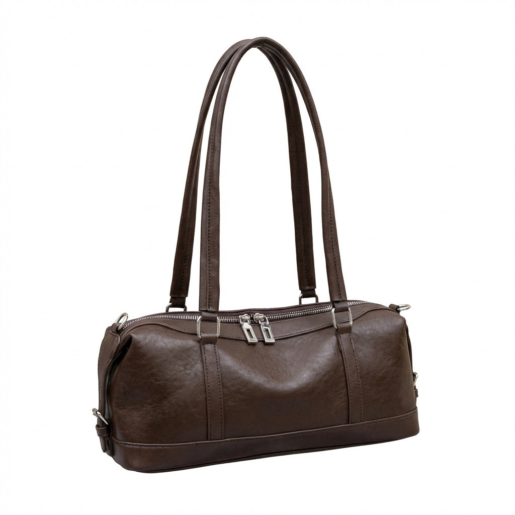 Vintage First-layer Vegetable-tanned Leather Pillow Bag, Large-capacity Genuine Leather Women's Bag, Cross-border European And American Style Single-shoulder Underarm Bag