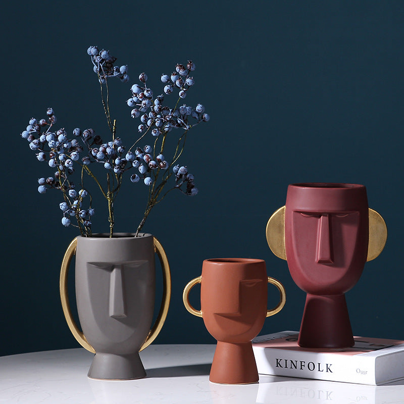 Northern Europe Limelight Resembles Facial Ceramic Vase Originality Is Contracted