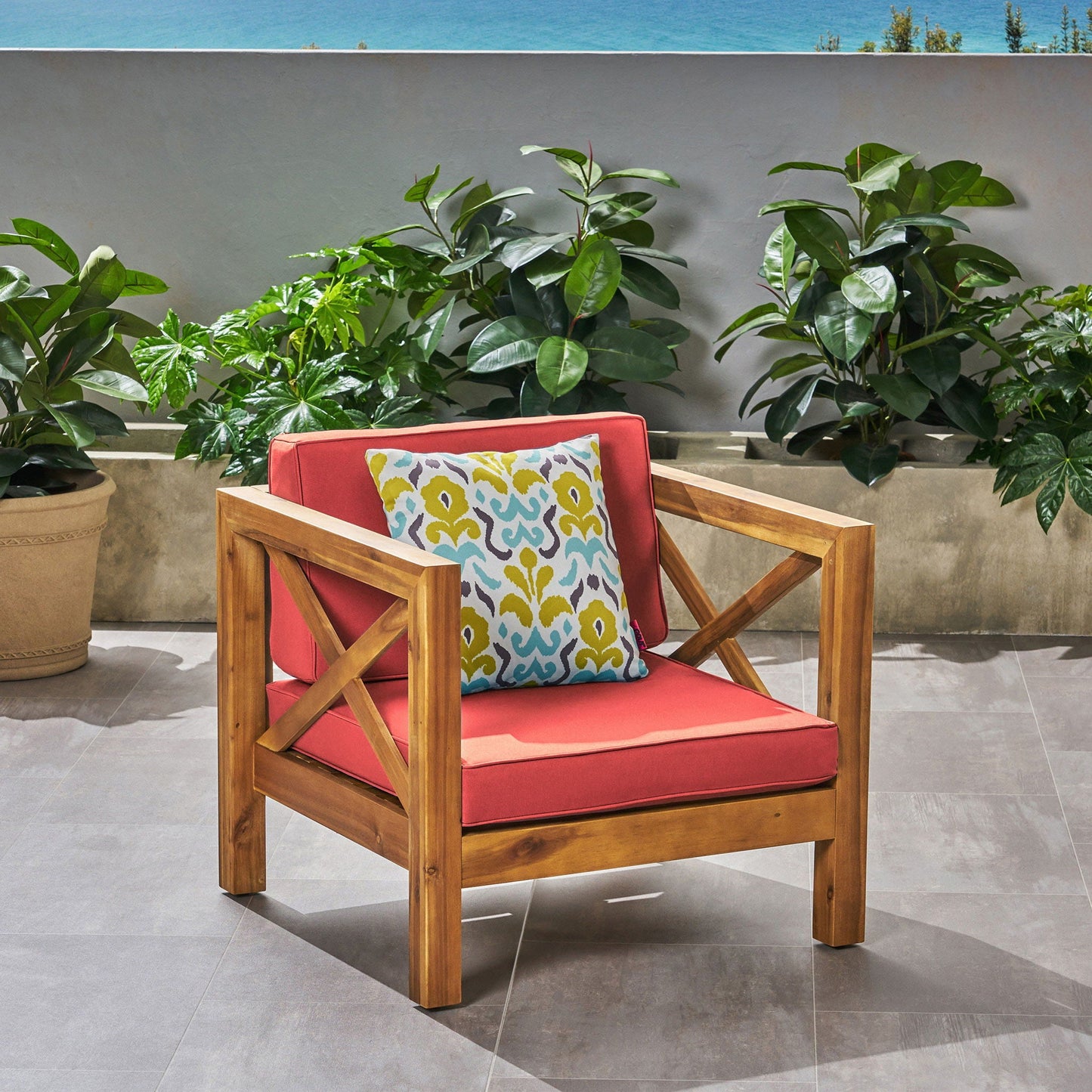 Brava Mid-Century Modern Club Chair with Water Resistant Cushions