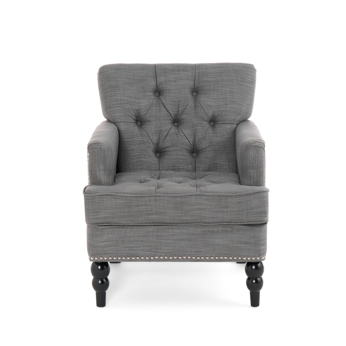 Harrison Tufted Club Chair with Button Tufted Back and Birch Wood Legs