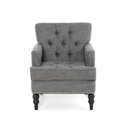 Harrison Tufted Club Chair with Button Tufted Back and Birch Wood Legs