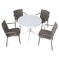 4 Modern Stackable Plastic Armchair Matched With Round Table