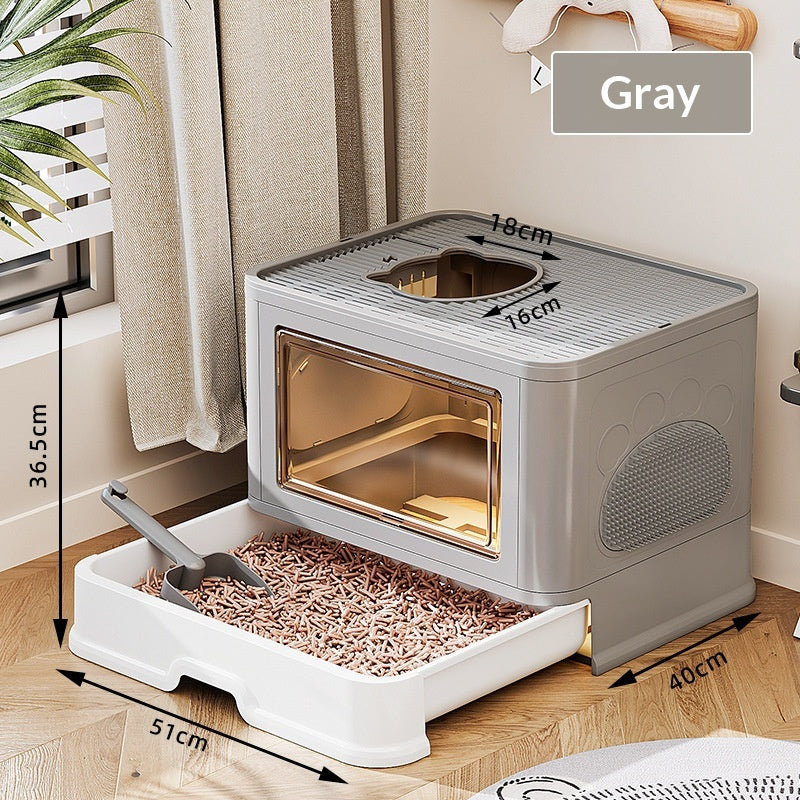 Enclosed Extra-Large Drawer-Type Cat Litter Box