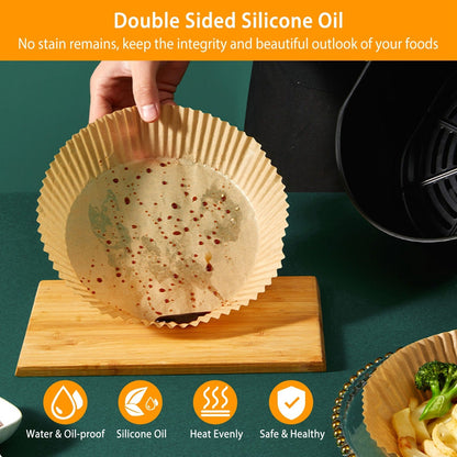 50Pcs Disposable Air Fryer Paper Liner Waterproof Non-Stick Oil-proof Parchment Paper Cooking Baking Paper  6.29in