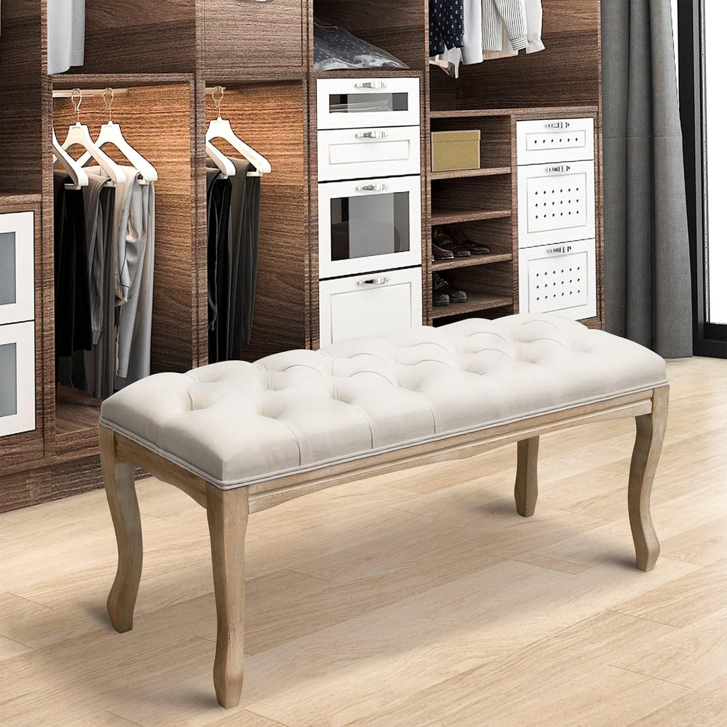 Bedroom Bench French Vintage Tufted Entryway Bench