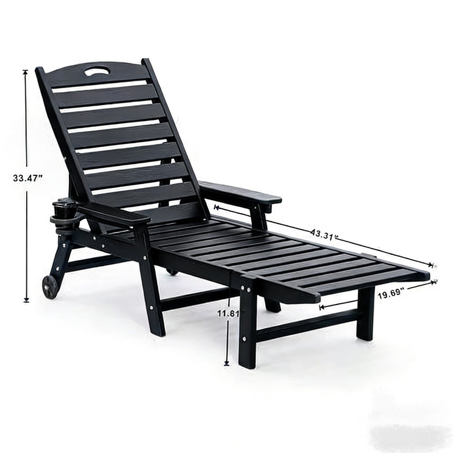 HDPE Chaise Lounge Chair Outdoor with Adjustable Backrest
