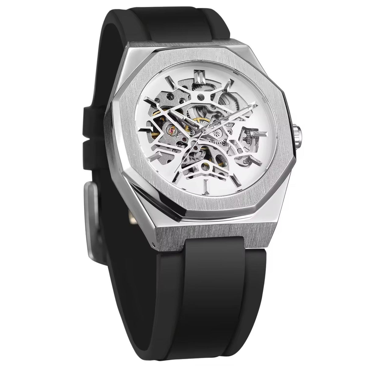 Automatic Mechanical Watch With A Rubber Strap