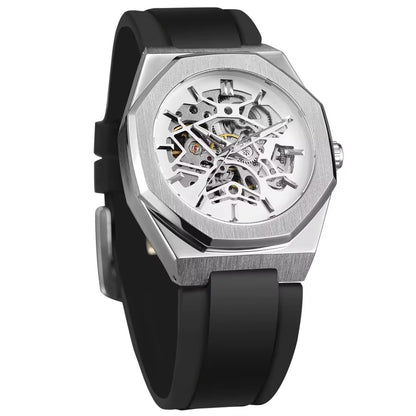Automatic Mechanical Watch With A Rubber Strap