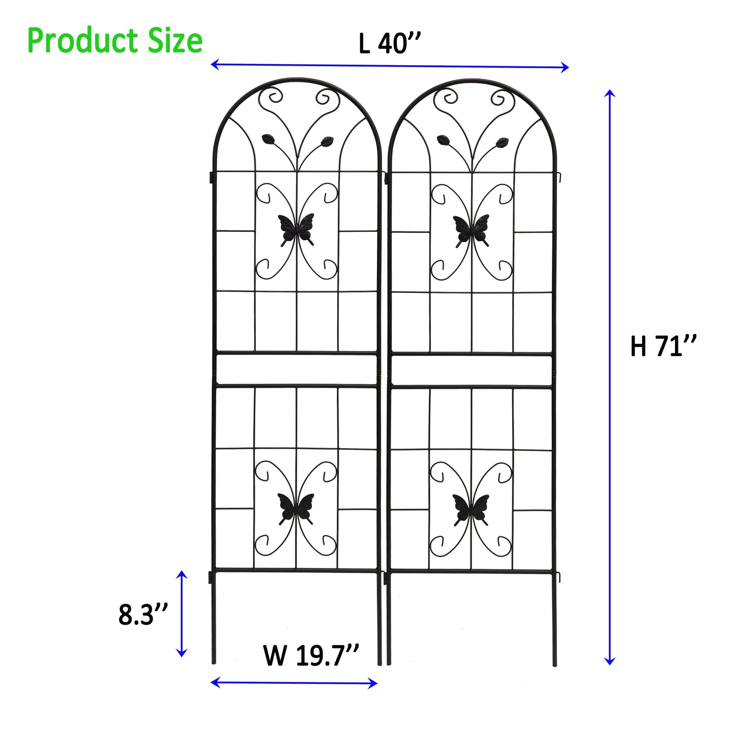 2 Pack Metal Garden Trellis 71" x 19.7" Rustproof Outdoor Support