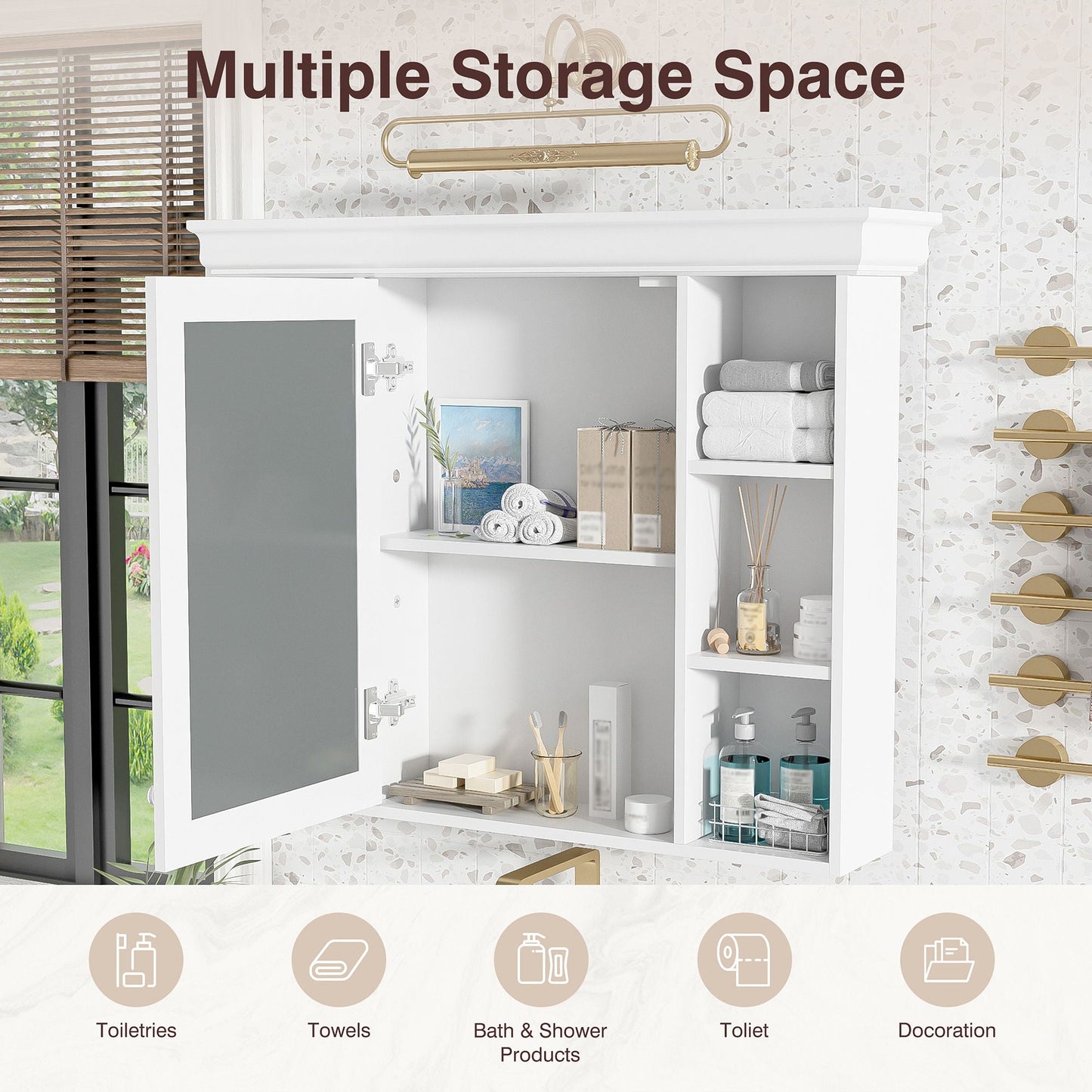 Wall Mounted Bathroom Storage Cabinet With Mirror Door