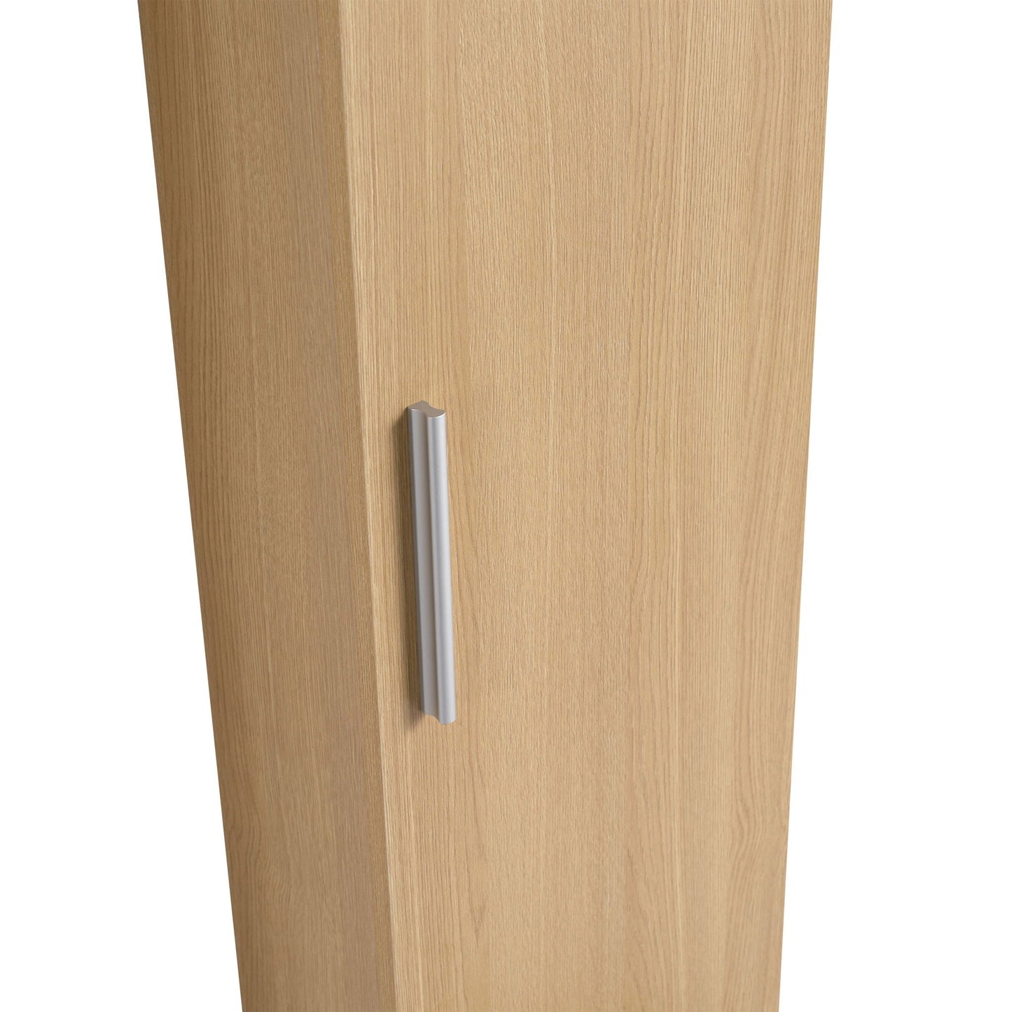 Tall Floating Bathroom Side Cabinet, Wall Mounted Single Door Storage - Light Oak
