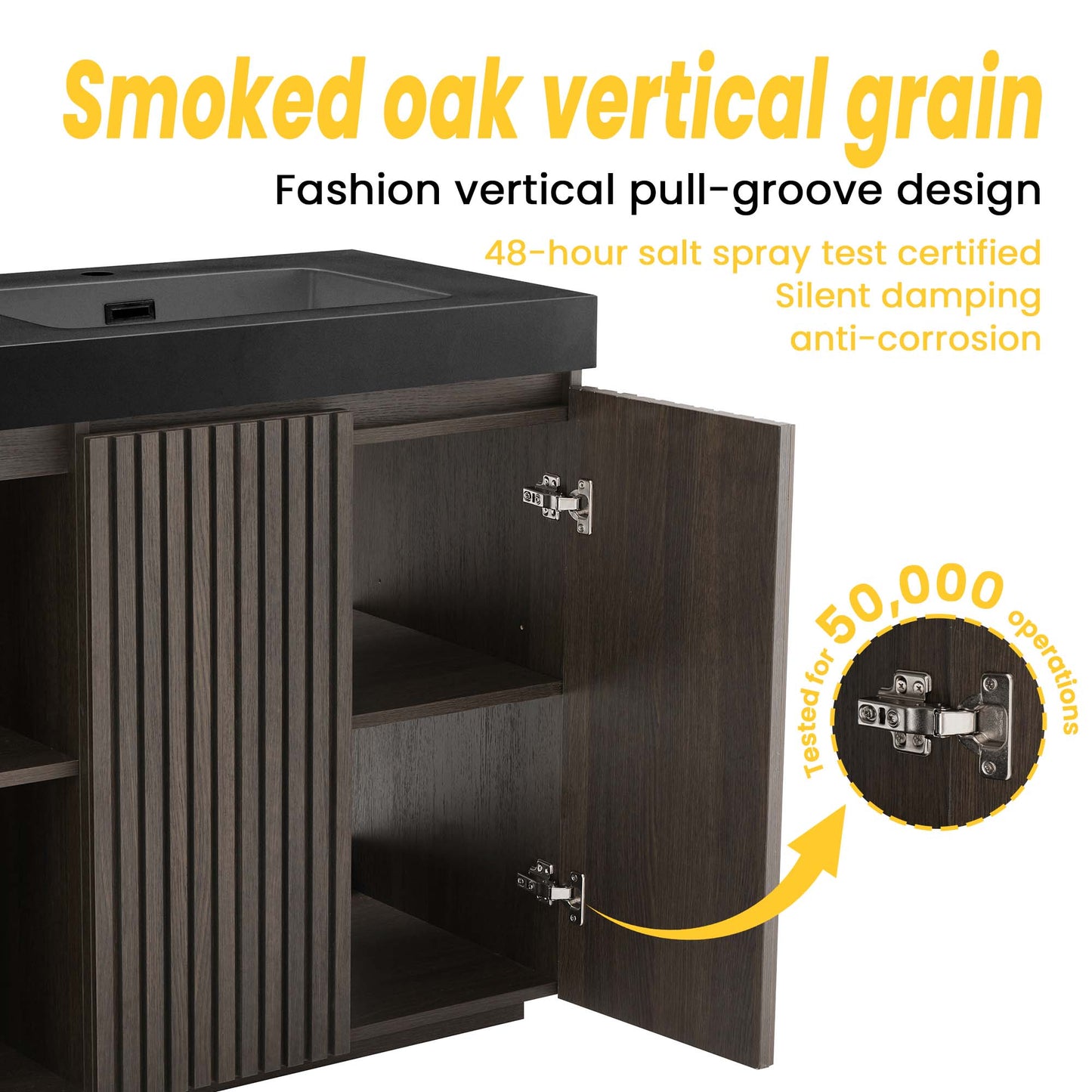 Galan 60" Smoked Oak Bathroom Vanity