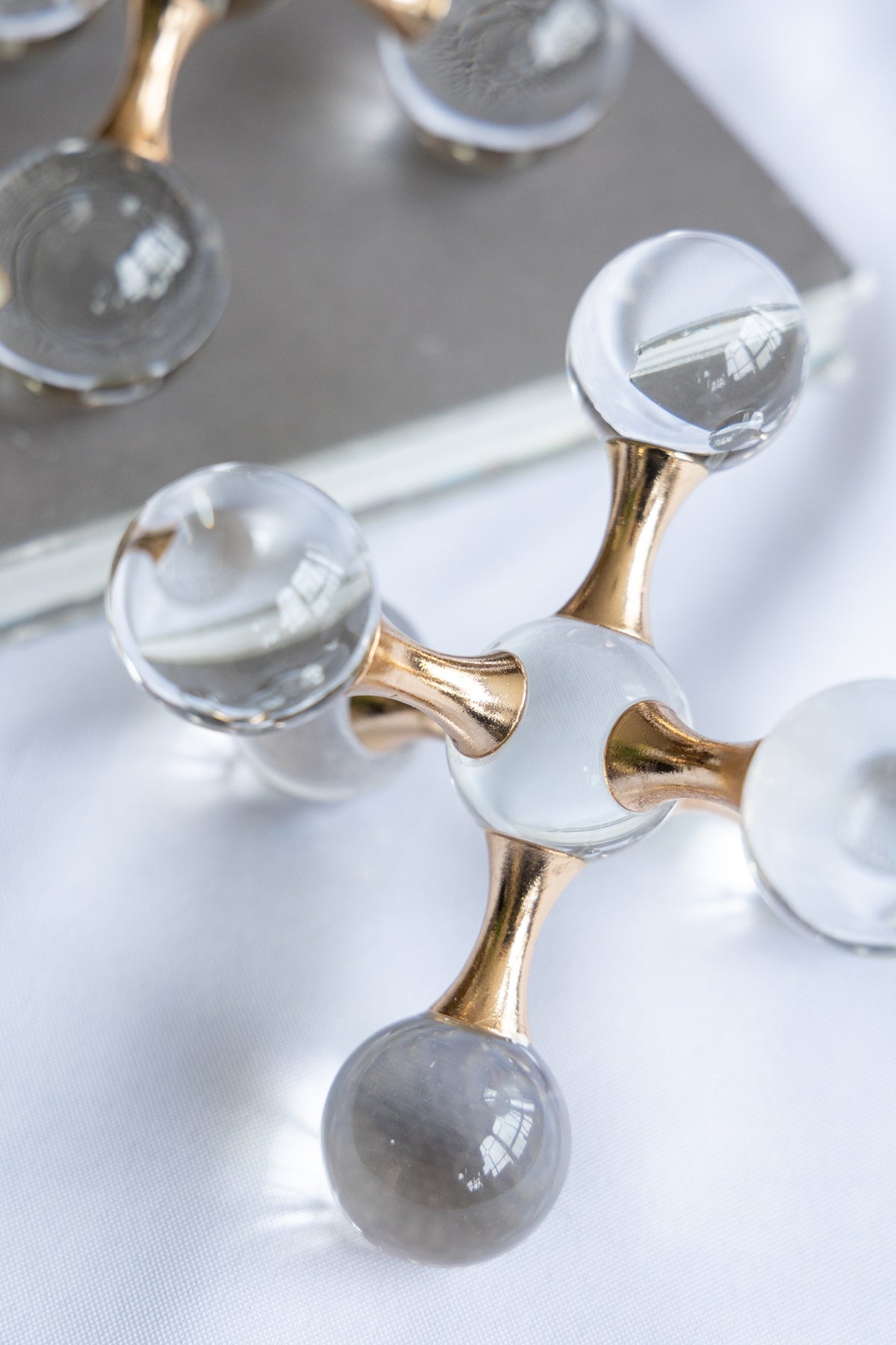 7.9" x 7.9" x 7.9" Clear and Gold Decorative Sculpture
