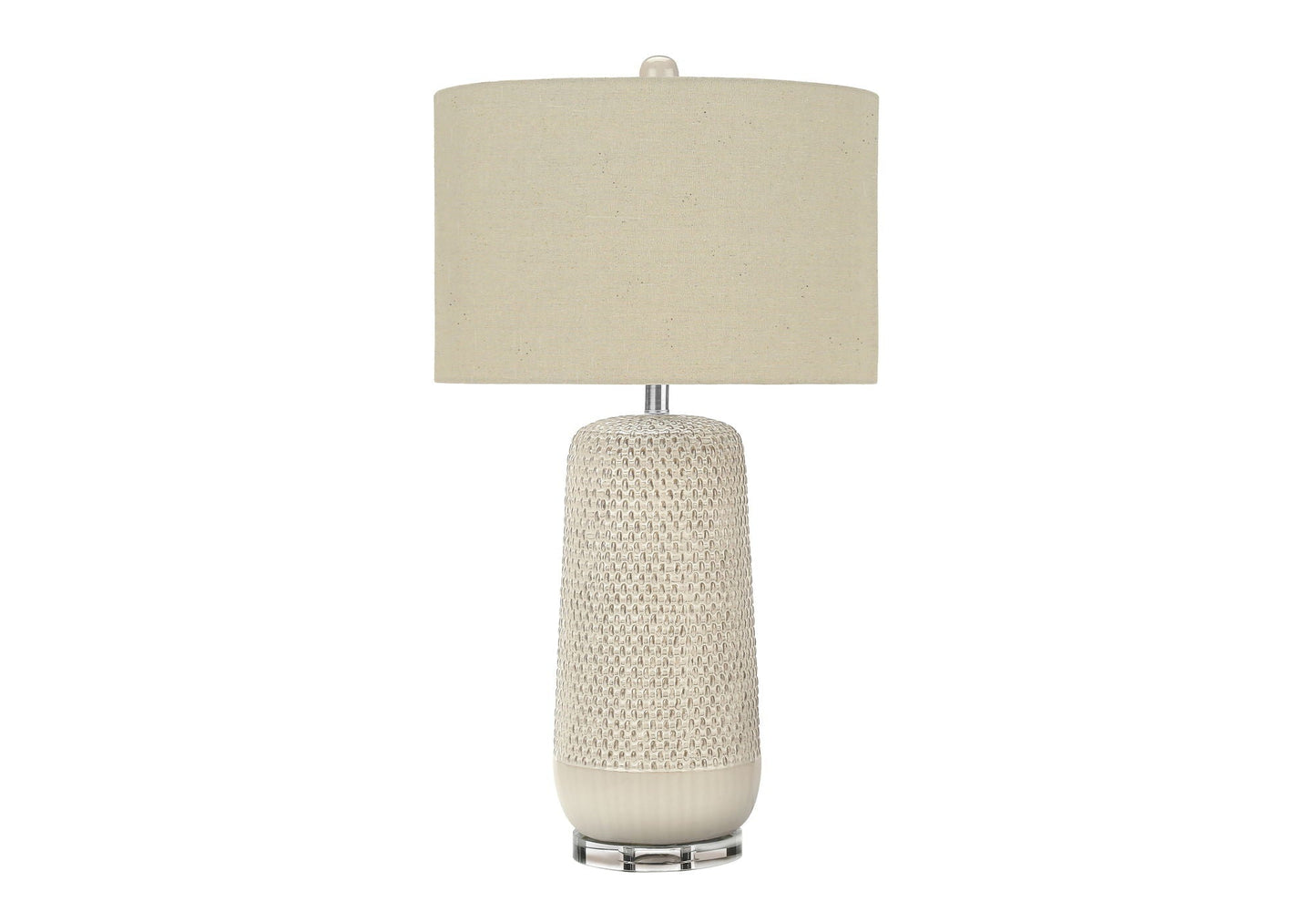 Contemporary Lighting Table Lamp in Cream Ceramic and Beige Fabric