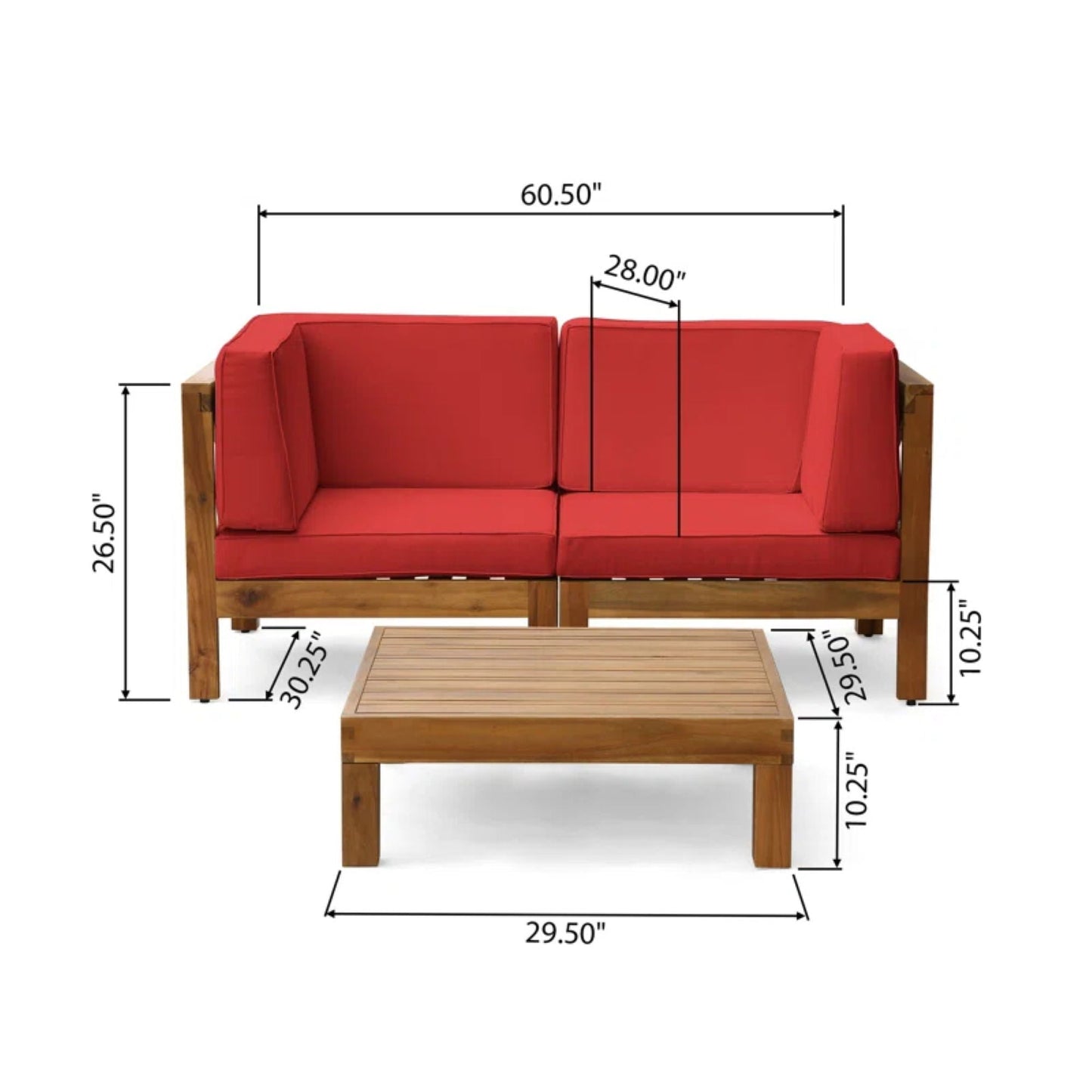 Oana - 3 Piece Loveseat Set With Coffee Table