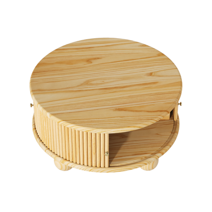 Round Fluted Coffee Table with Storage