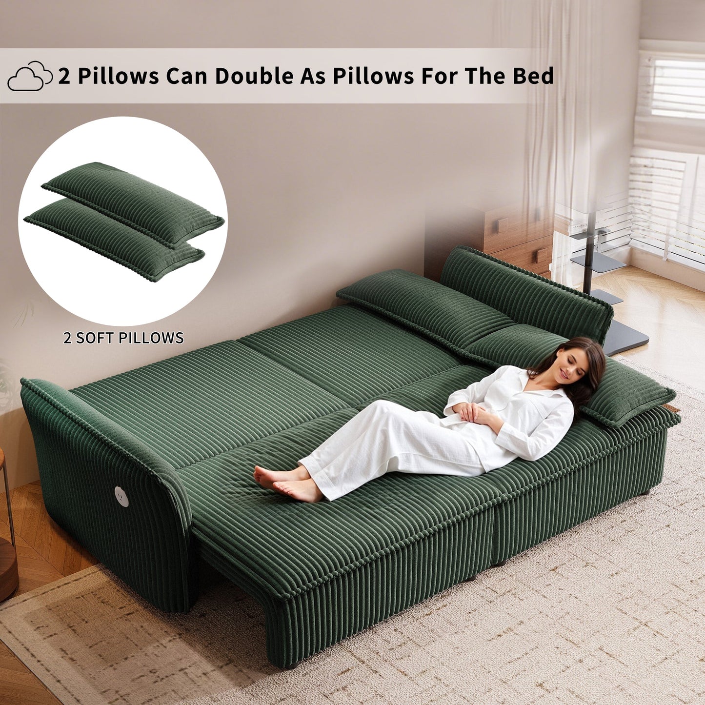Multi-Functional 85-Inch Convertible Sofa Bed