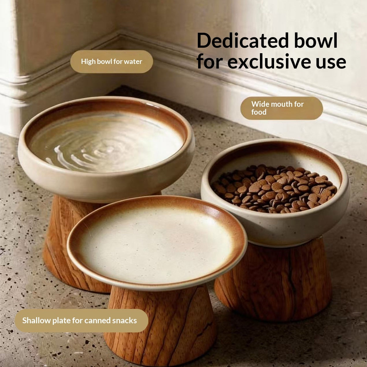 Ceramic Wide-mouth Cat Food Dish Dog Bowl
