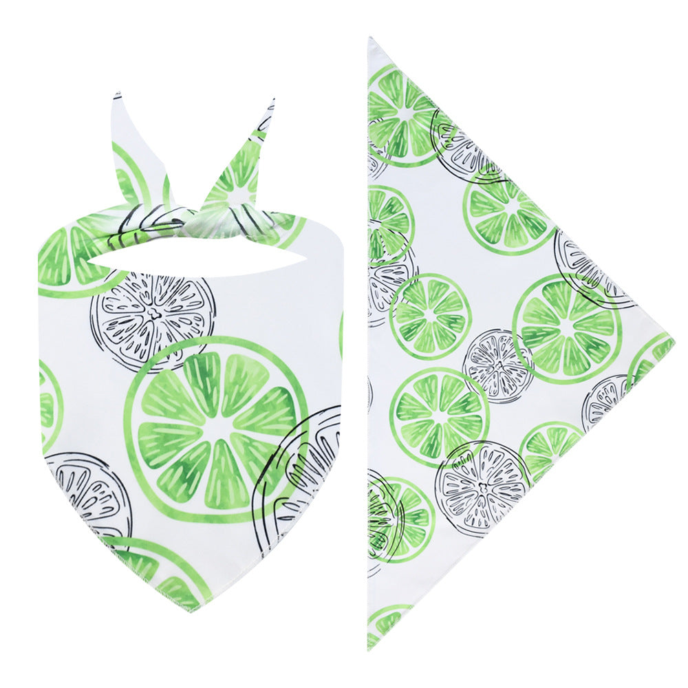 Cross-border New Cartoon Cute Pet Triangle Fresh Fruit Polyester Printed Cat And Dog Saliva Towel Scarf Wholesale
